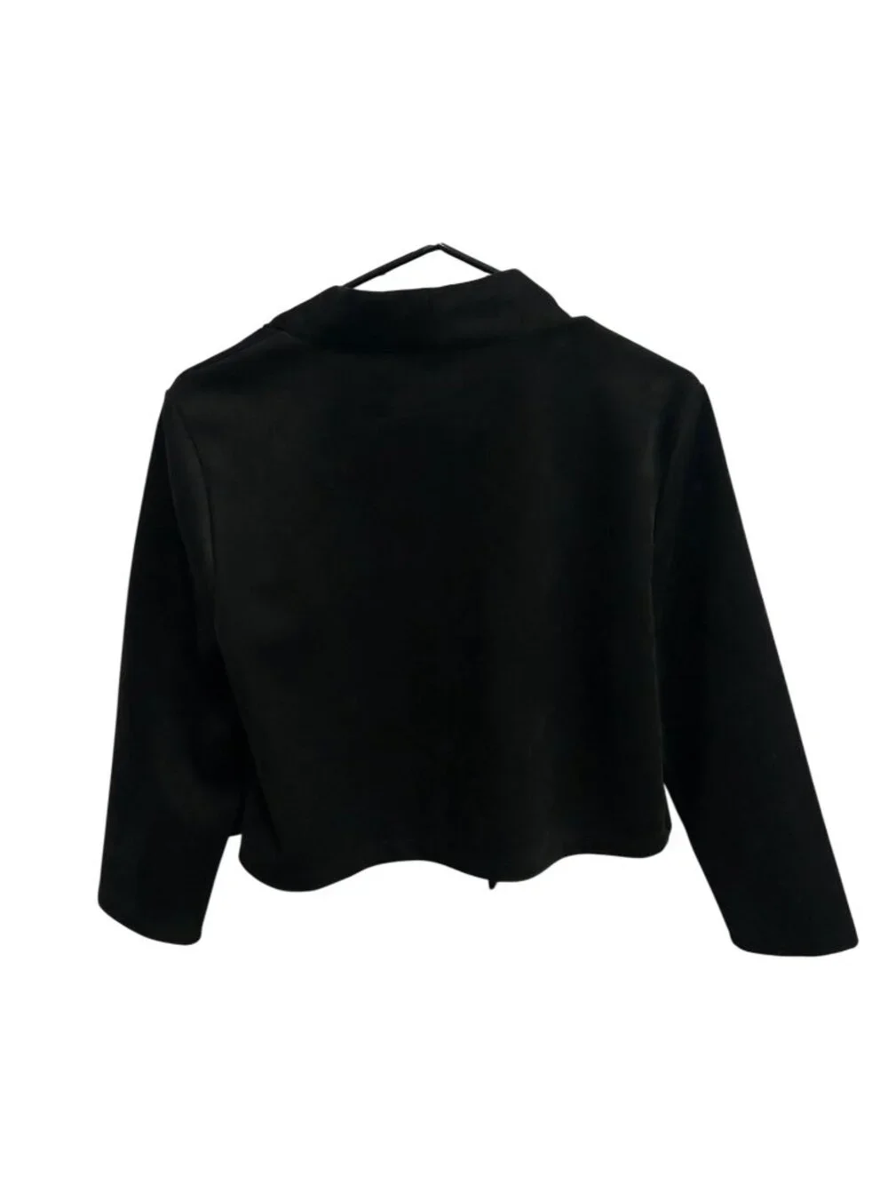 Calvin Klein Large Black Open-Front Cropped Jacket Minimalist Timeless Style
